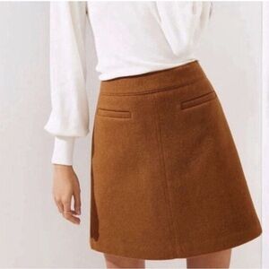 LOFT Tan/Camel A-Line Wool Mini Skirt